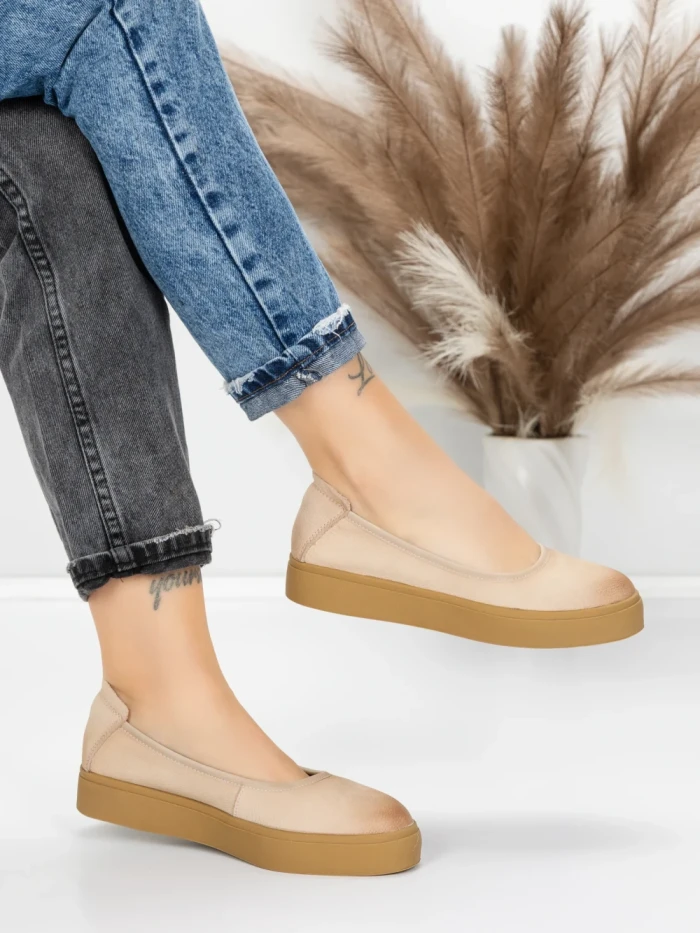 Balerini Dama din piele naturala N3301 CREAM | ADVANCER