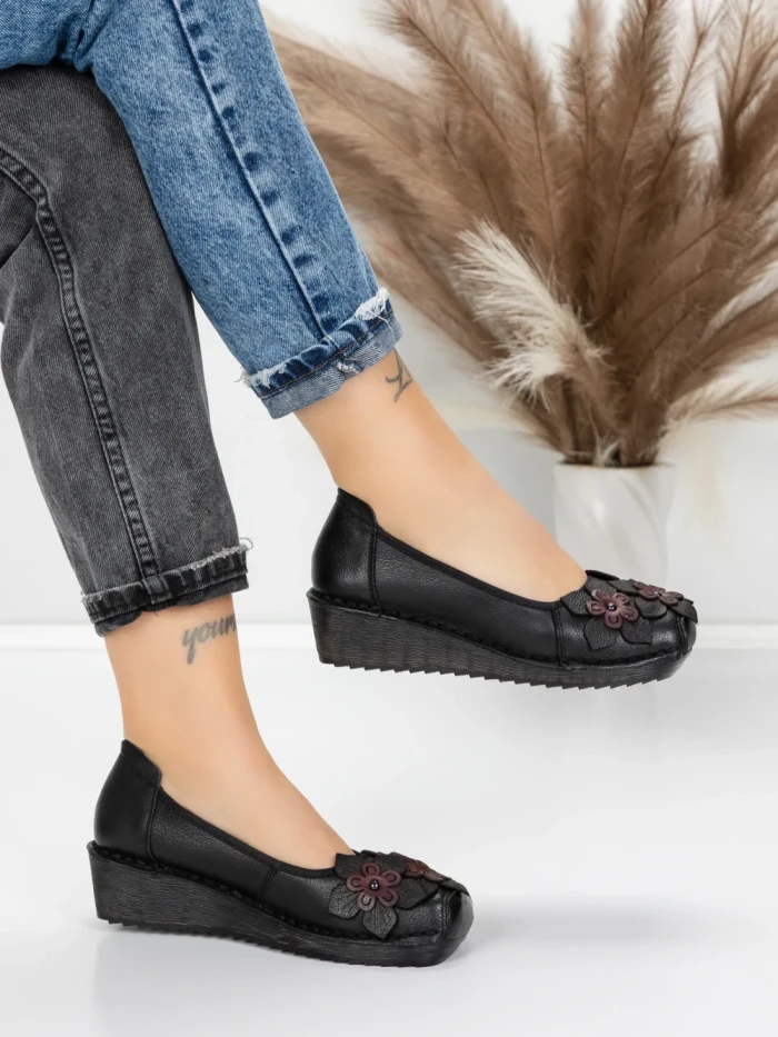 Balerini Dama din piele naturala F166 BLACK | ADVANCER