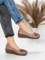 Balerini Dama din piele naturala F166 APRICOT | ADVANCER