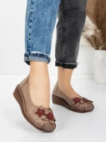 Balerini Dama din piele naturala F166 APRICOT | ADVANCER