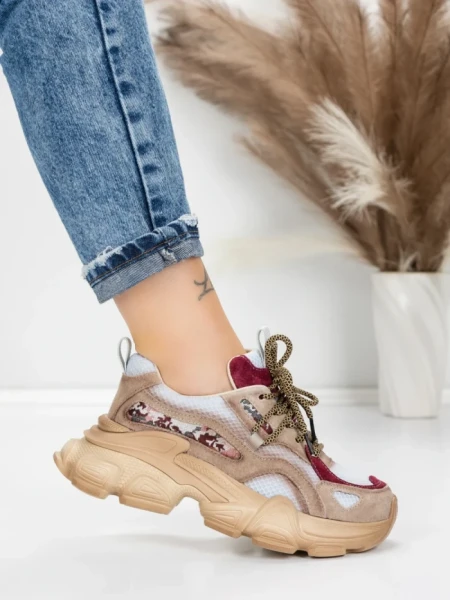Pantofi Sport Dama din piele naturala Y5757-1 WINE | ADVANCER