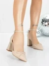 Pantofi cu Toc Gros 5XKK85 LIGHT GOLD | MEI