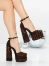 Pantofi cu Toc gros si Platforma 2SY12 DARK LEOPARD | MEI