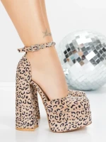 Pantofi cu Toc gros si Platforma 2SY12 LIGHT LEOPARD | MEI