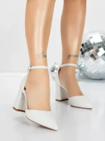 Pantofi cu Toc Gros 5XKK76 WHITE | MEI
