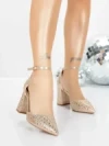 Pantofi cu Toc Gros 5XKK76 LIGHT GOLD | MEI