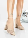 Pantofi cu Toc Gros 5XKK83 LIGHT GOLD | MEI