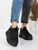 Pantofi Sport Dama cu Platforma 5WL118 BLACK-WHITE | MEI