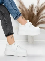 Pantofi Sport Dama cu Platforma 5WL118 WHITE | MEI
