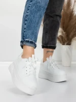 Pantofi Sport Dama cu Platforma 5WL118 WHITE | MEI