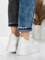 Pantofi Sport Dama cu Platforma 5WL118 WHITE | MEI