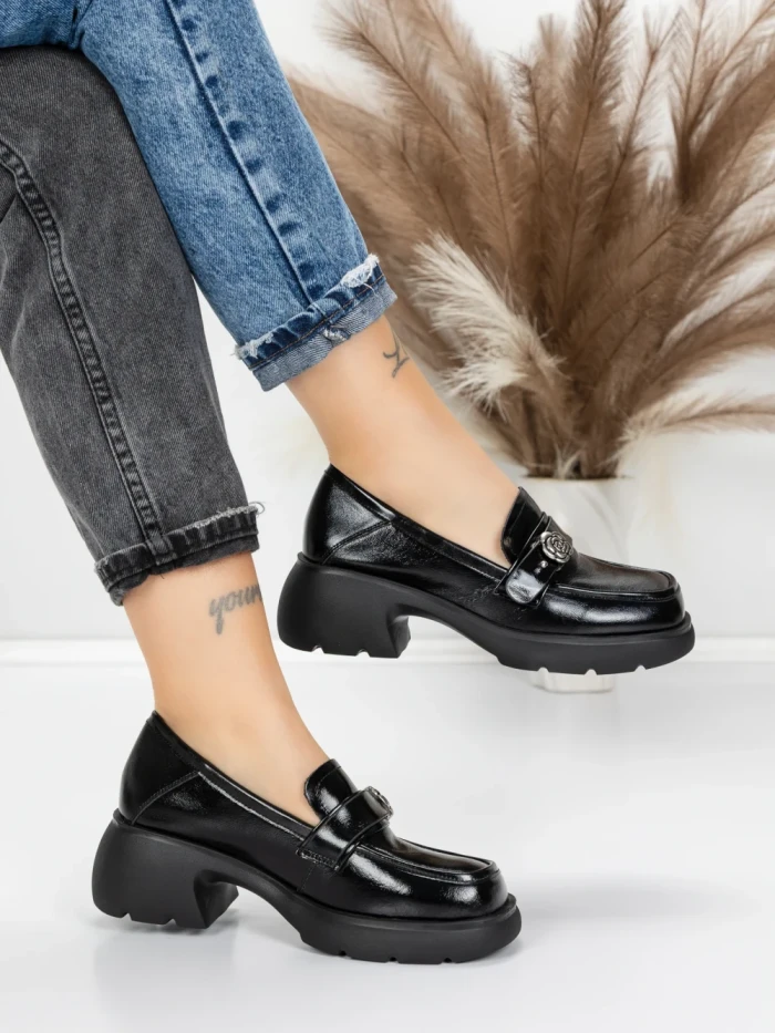 Pantofi Casual Dama din piele naturala 558058-7 BLACK | ADVANCER