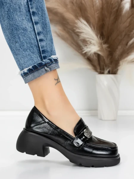 Pantofi Casual Dama din piele naturala 558058-7 BLACK | ADVANCER