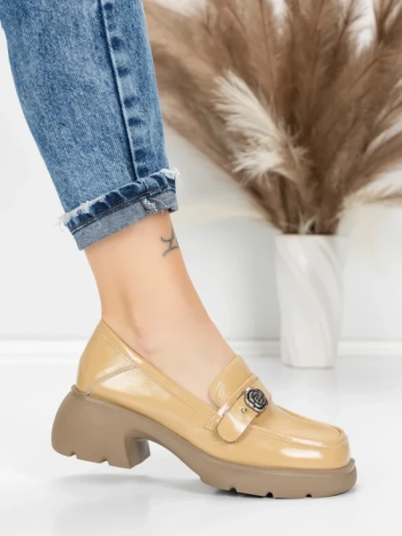 Pantofi Casual Dama din piele naturala 558058-7 APRICOT | ADVANCER