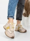Pantofi Sport Dama din piele naturala KM3309 YELLOW | ADVANCER
