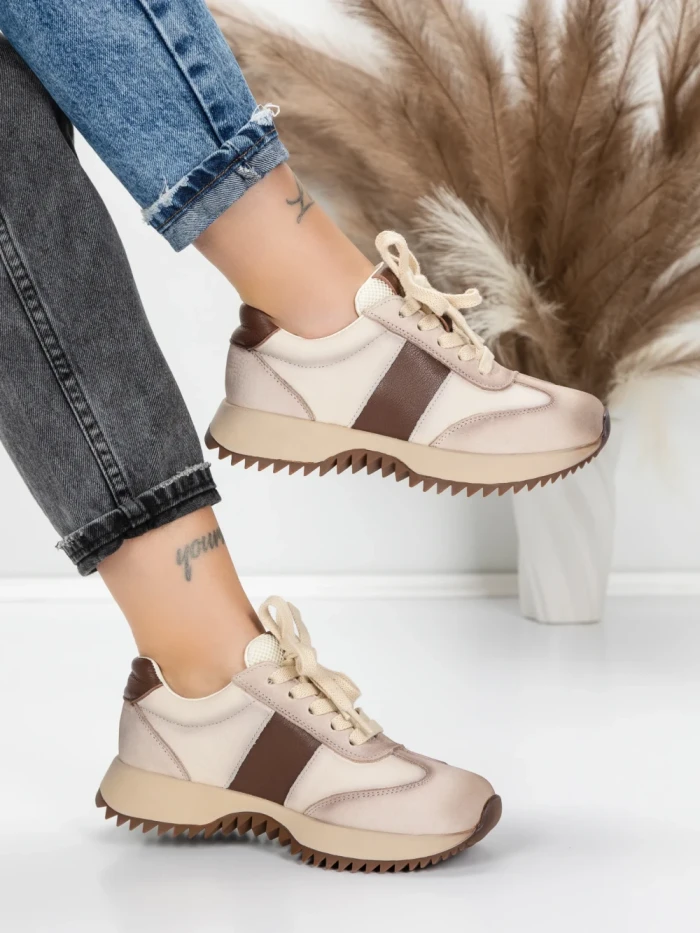 Pantofi Sport Dama din piele naturala KM3309 COFFEE | ADVANCER