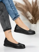 Balerini Dama din piele naturala 6651 BLACK | ADVANCER