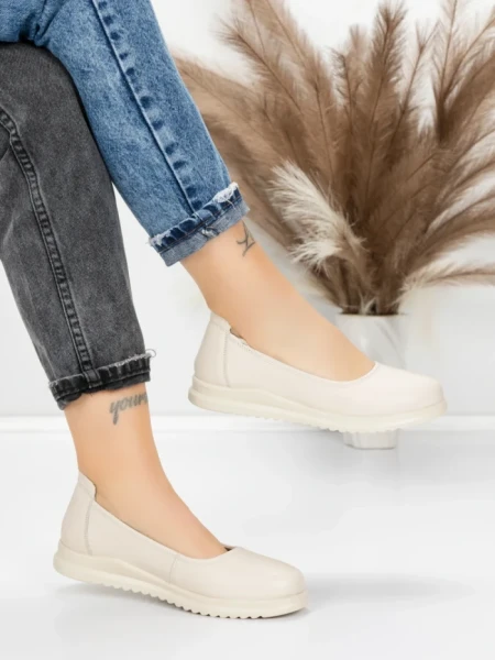 Balerini Dama din piele naturala 6651 CREAM | ADVANCER