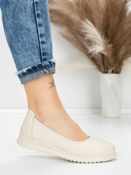 Balerini Dama din piele naturala 6651 CREAM | ADVANCER