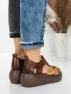 Sandale Dama din piele naturala 10682 YELLOW-BROWN | ADVANCER