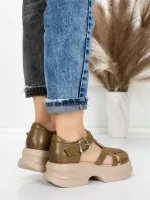 Sandale Dama din piele naturala 10668 KHAKI | ADVANCER