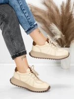 Pantofi Sport Dama din piele naturala 88253 CREAM | ADVANCER