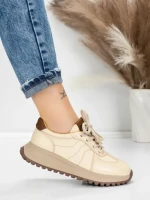 Pantofi Sport Dama din piele naturala 88253 CREAM | ADVANCER