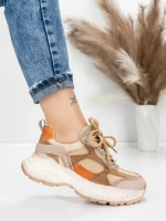 Pantofi Sport Dama din piele naturala HY3332 KHAKI-APRICOT | ADVANCER