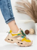 Pantofi Sport Dama din piele naturala HY2986 CREAM-GREY | FRANCO GERARDO