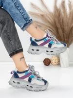 Pantofi Sport Dama din piele naturala HY2986 CREAM-PURPLE | FRANCO GERARDO