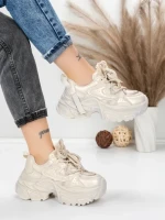 Pantofi Sport Dama din piele naturala 918-1 CHAMPAGNE | FRANCO GERARDO