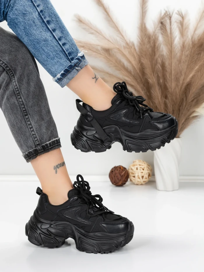 Pantofi Sport Dama din piele naturala 918-1 BLACK | FRANCO GERARDO