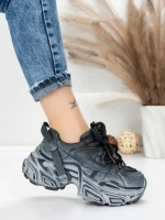 Pantofi Sport Dama din piele naturala 918-1 BLACK-GREY | FRANCO GERARDO