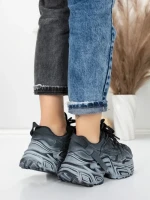 Pantofi Sport Dama din piele naturala 918-1 BLACK-GREY | FRANCO GERARDO