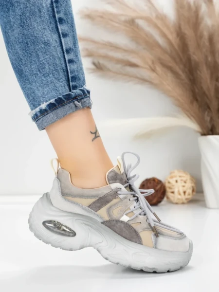 Pantofi Sport Dama din piele naturala HY2122 GREY | FRANCO GERARDO