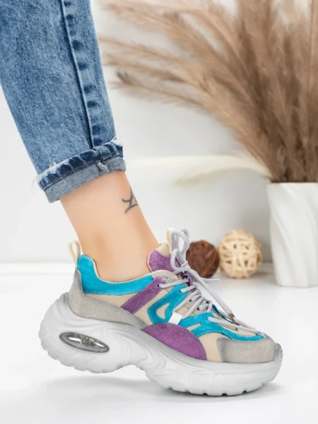 Pantofi Sport Dama din piele naturala HY2122 BLUE-PURPLE | FRANCO GERARDO