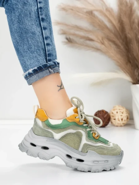 Pantofi Sport Dama din piele naturala HY2926-1 LIGHT GREEN | FRANCO GERARDO