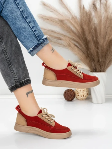 Pantofi Sport Dama din piele naturala 2535 RED | FRANCO GERARDO