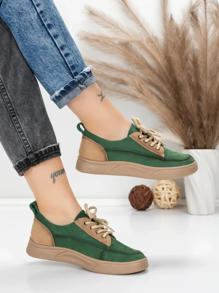 Pantofi Sport Dama din piele naturala 2535 GREEN | FRANCO GERARDO
