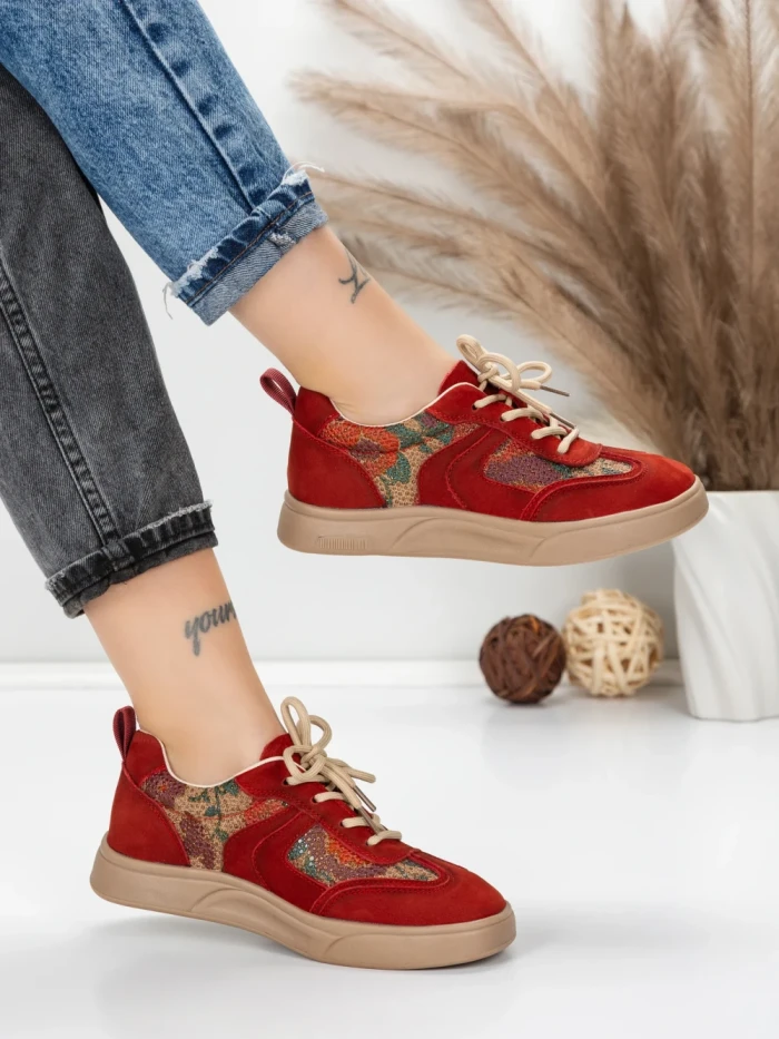 Pantofi Sport Dama din piele naturala 2536 RED | FRANCO GERARDO
