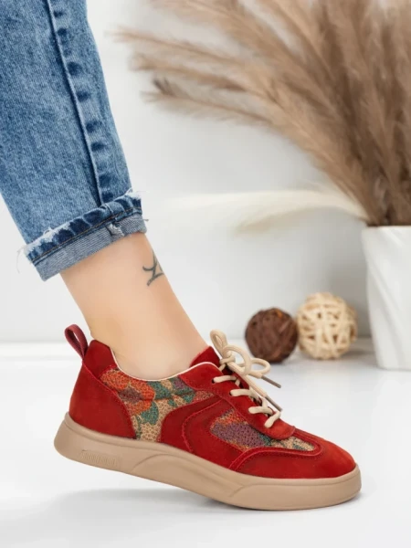 Pantofi Sport Dama din piele naturala 2536 RED | FRANCO GERARDO