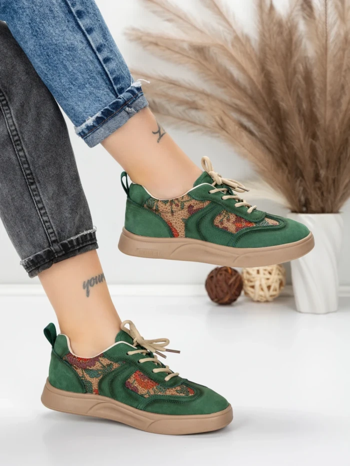 Pantofi Sport Dama din piele naturala 2536 GREEN | FRANCO GERARDO