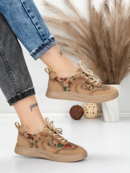 Pantofi Sport Dama din piele naturala 2536 KHAKI | FRANCO GERARDO