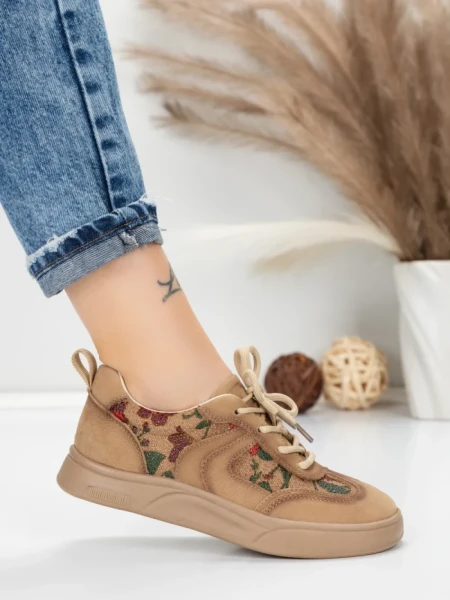 Pantofi Sport Dama din piele naturala 2536 KHAKI | FRANCO GERARDO