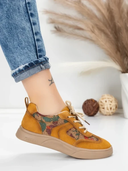 Pantofi Sport Dama din piele naturala 2536 YELLOW | FRANCO GERARDO