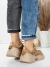 Pantofi Sport Dama din piele naturala 7110 KHAKI-CREAM | FRANCO GERARDO
