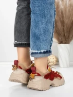Pantofi Sport Dama din piele naturala 7110 RED-CREAM | FRANCO GERARDO