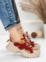 Pantofi Sport Dama din piele naturala 7110 RED-CREAM | FRANCO GERARDO