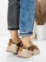 Pantofi Sport Dama din piele naturala 7110 COFFEE-CREAM | FRANCO GERARDO