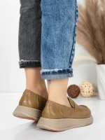 Pantofi Casual Dama din piele naturala 16-7 KHAKI | FRANCO GERARDO